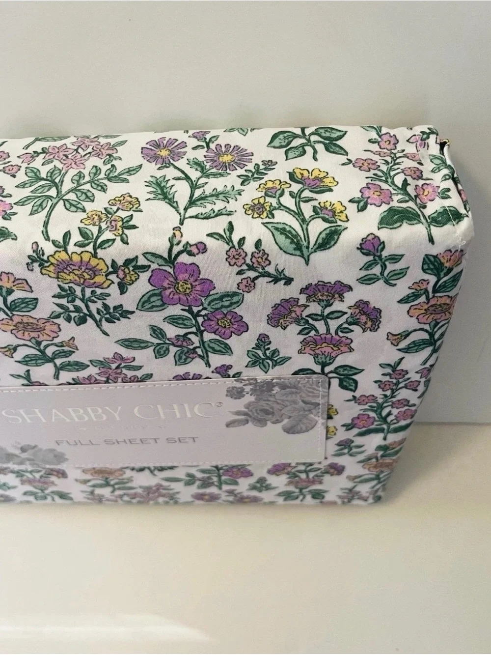 Shabby Chic Full Size Mountain Floral Sheet Set Purple Pink Yellow Flowers